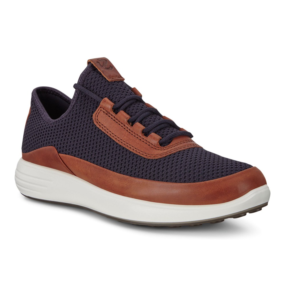 ECCO Mens Sneakers Navy/Brown - Soft 7 Runner Meshs - THJ-056798